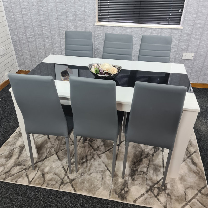 Rumley Dining Set, 75cm H x 140cm W x 80cm D, Gray, 7 Pieces: Table,6 Chairs