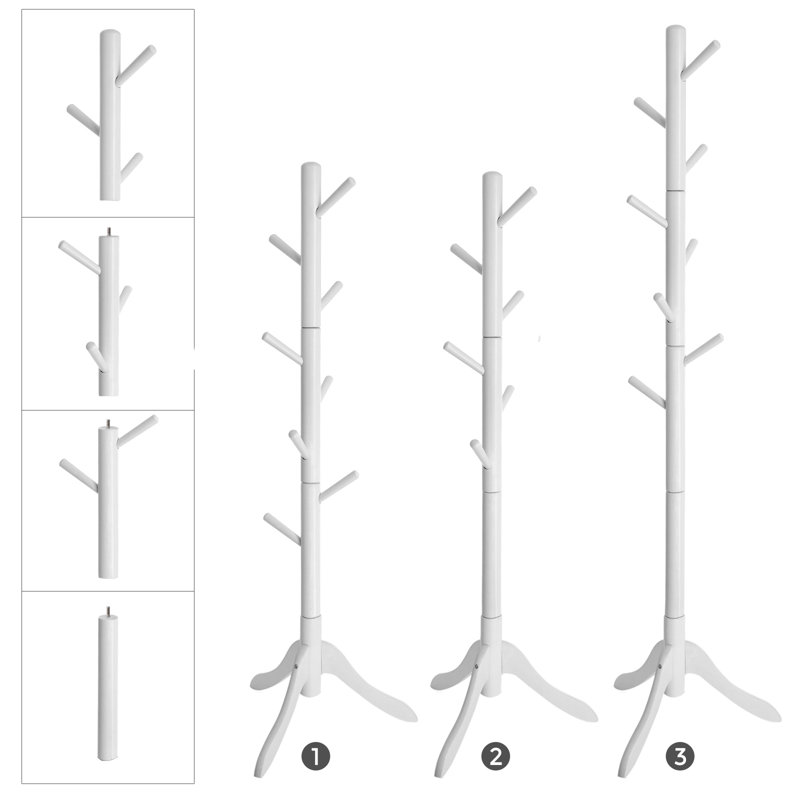 Shallon Solid Wood Freestanding 8 - Hook Coat Rack