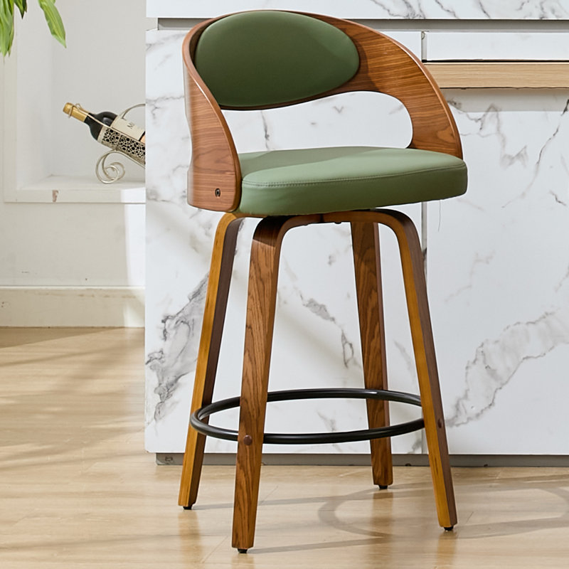 Ensemble de 3 tabourets de bar pivotants modernes en similicuir (ensemble de 3), Green