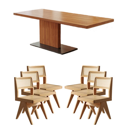 Solid wood ash dining table set