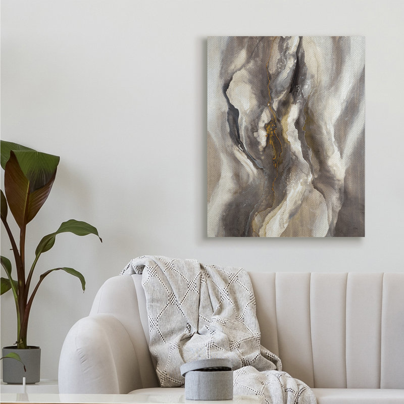 «Flowing Cloudy Gray Abstraction Dark Shadows» par K. Nari - impression, Toile tendue, H 40 po x l 30 po