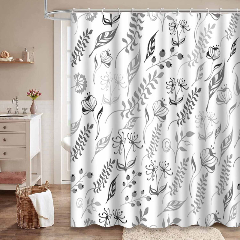 Rideau de douche imperméable à motif floral avec 12 crochets, L 72 po x l 72 po