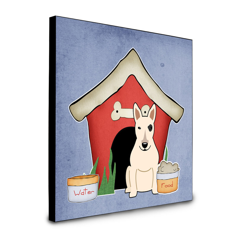 Panneau mural d’art collection dog house Scarvinia, Bull terrier blanc