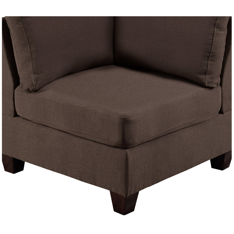 2pc Modular , Black Coffee Tone, Linen-like Fabric, Resilient Wood Frame Chair - 2pc, Fabric Accented, Dependable