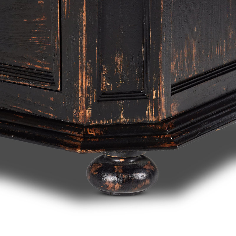 Loami China Cabinet, Distressed Burnt Black Veneer
