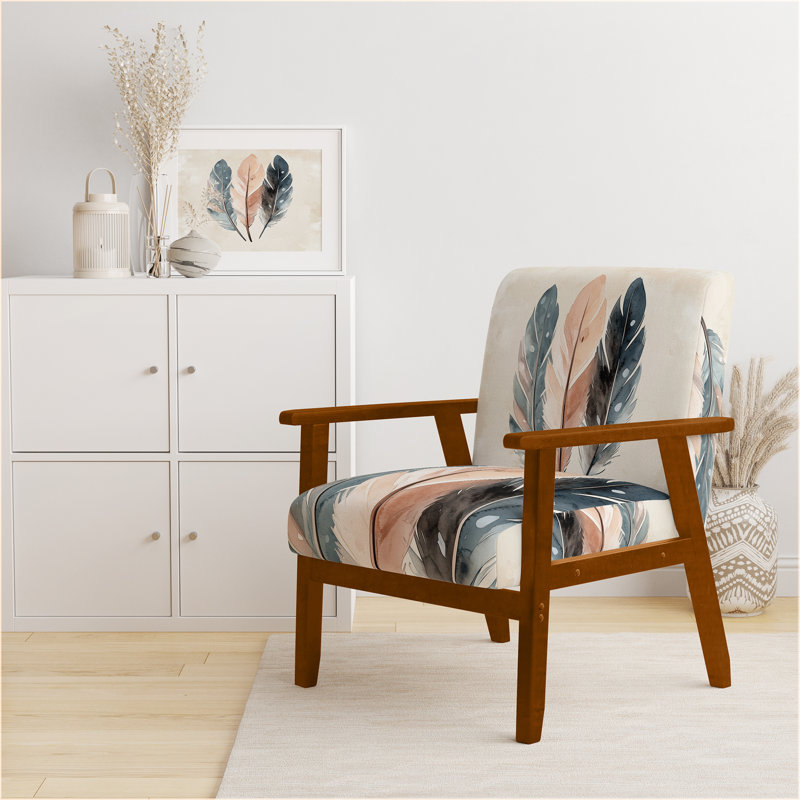 Chaise rembourrée Boho Feather - Fauteuil Free Spirit Feathers II, Brown Square Arms