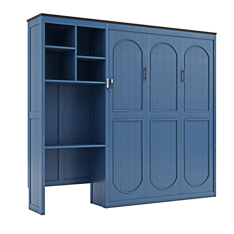 Lit escamotable avec bureau intégré, Bleu