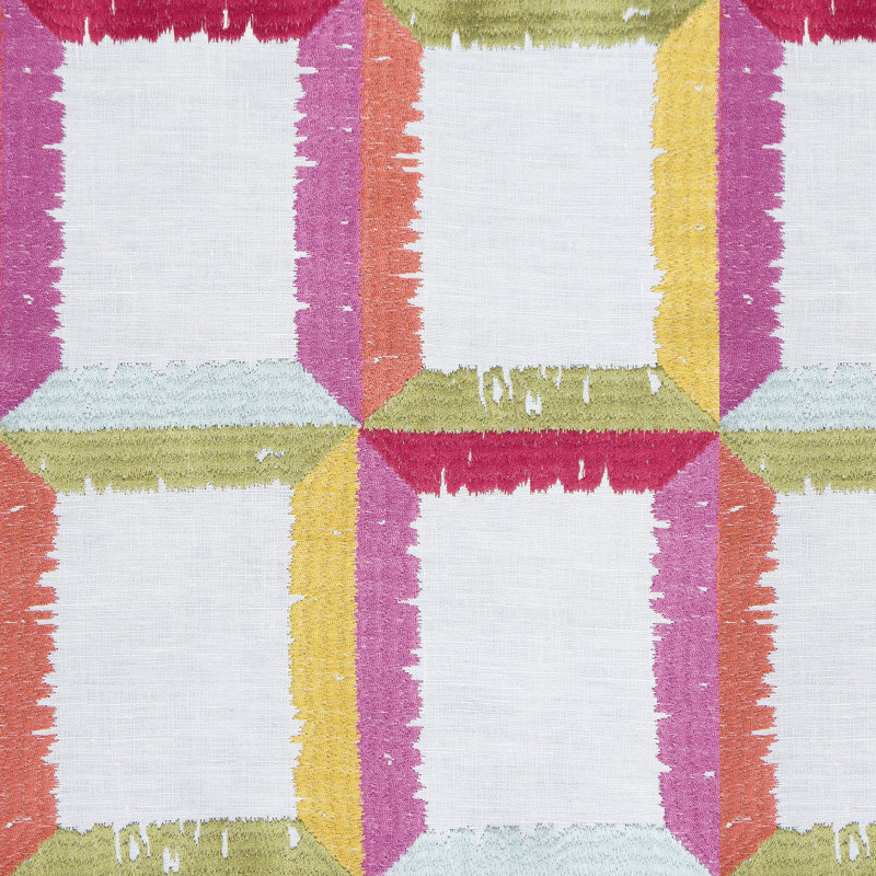 Nuevo Mundo Yucatan Performance Linen Blend Fabric, Rosa/Verde
