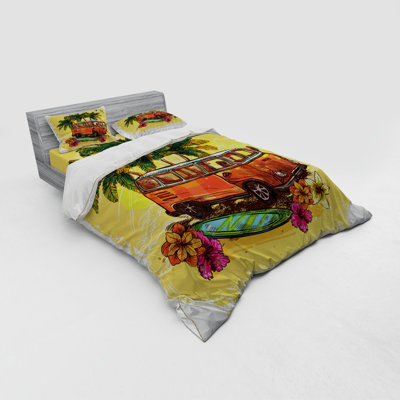 Ensemble de housse de couette jaune en microfibre