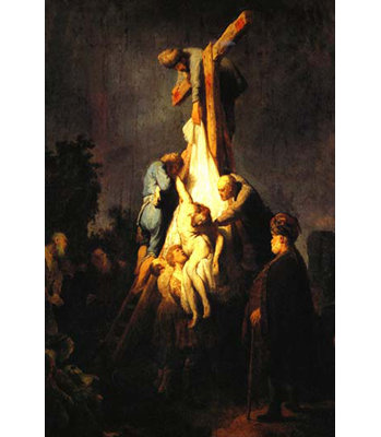 « crucifixion » par rembrandt van rijn, reproduction d’art