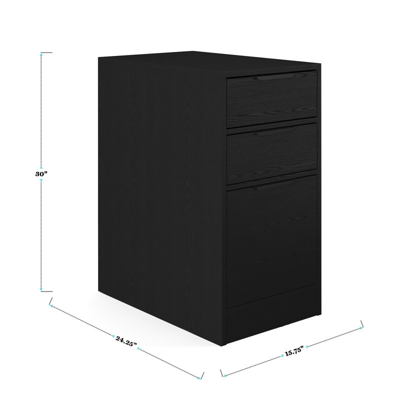 Martha Stewart Kayden Modular 1 Drawer Desk And Dual 3 Drawer File Cabinets, Black