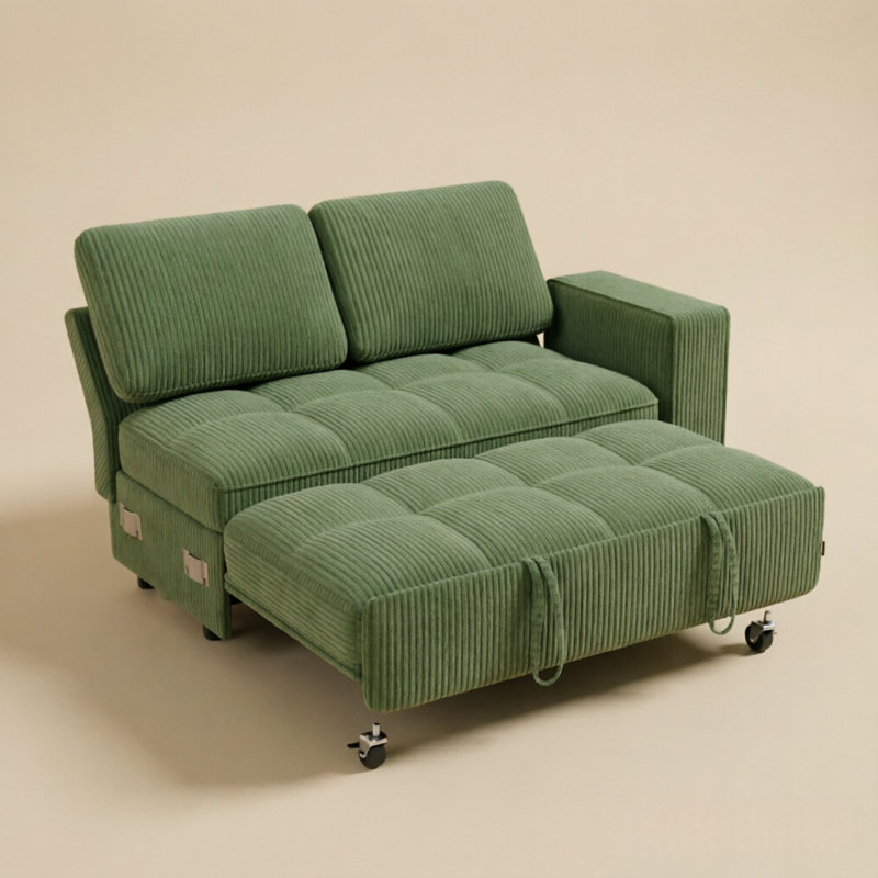  Canapé-lit inclinable rembourré 94,4 po, Green Corduroy