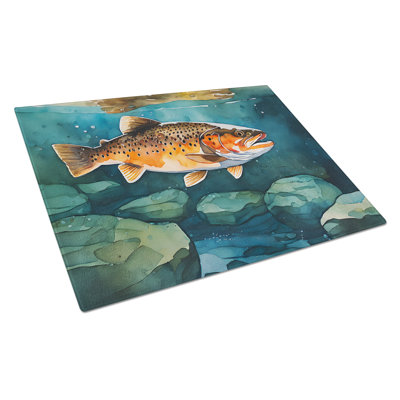 Brown Trout Glass Cutting Board Large
