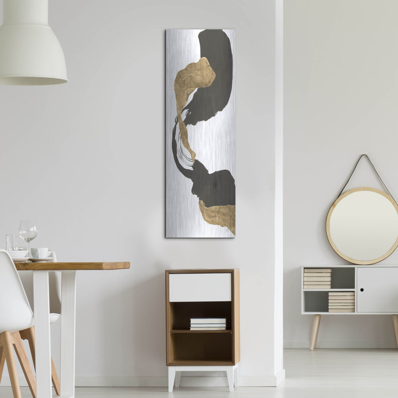 Art mural en métal «Bold Gold Tall 1» par Chris Paschke, H 48 po x l 16 po