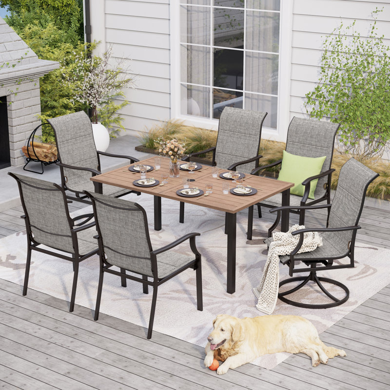 6 - Person Metal Patio Dining Set With Rectangular Table