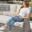 Mobilier d'extérieur 73,6 po 3 places, coussins beiges profonds, courbe lisse, résistance aux intempéries, housses de coussin au look moderne unifié
