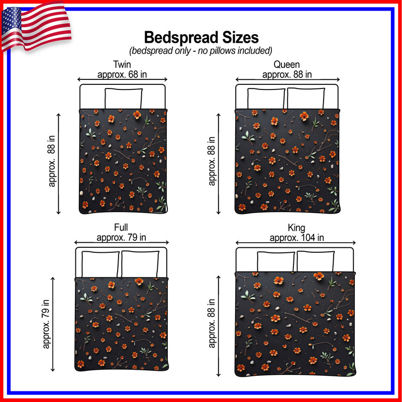 Floral Pattern Quilted Bedspread All Sizes, Twin