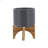 Planter W/ Wood Stand, Matte Gray-356542304