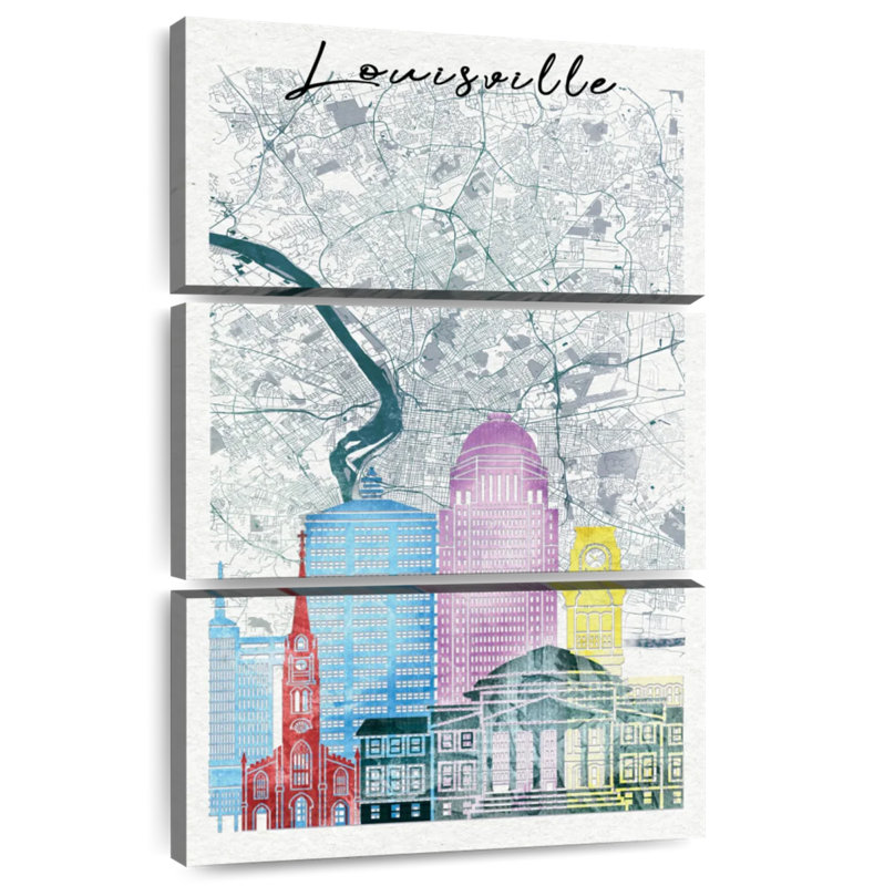 Carte de la ville d'Aliaz Louisville, H 45 po x l 28 po