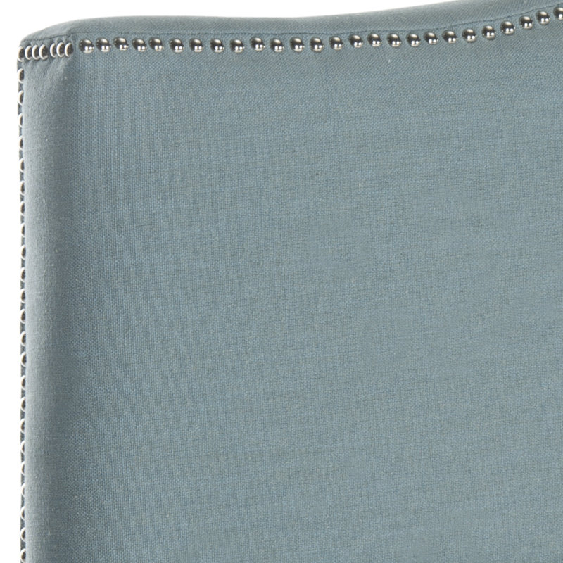 Laken Upholstered Headboard, Full, Silver, Sky Blue Polyester Blend