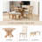 5-piece Rustic Charm Round Dining Set with 3 Upholstered Chairs and Curved Bench for Dining Room, Kitchen and Living Room (Natural)-669362652