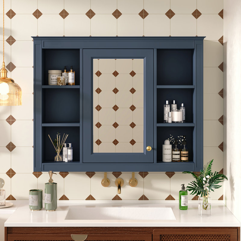 Wall Mounted Bathroom Storage Cabinet, Blue