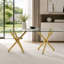 Table de salle à manger rectangulaire contemporaine en verre avec double piétement en X
