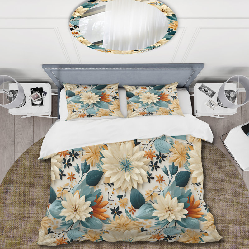 Literie à fusion géométrique bleue et beige, Housse de couette pour très grand lit et 2 très