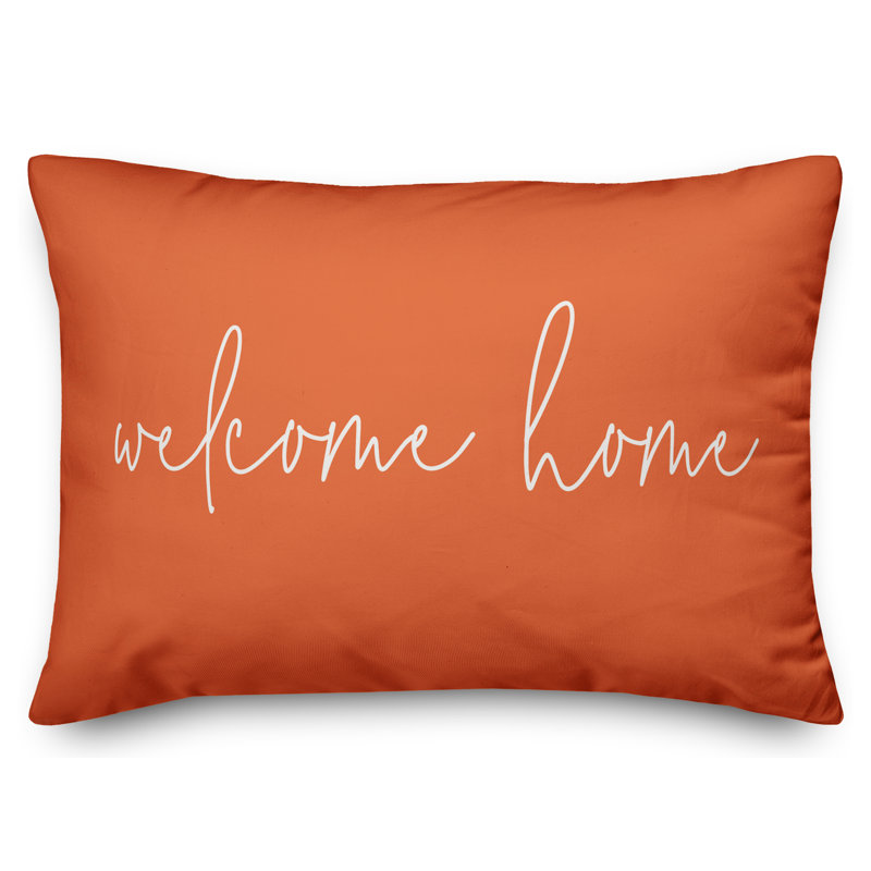 Textual Outdoor Throw Pillow, Orange