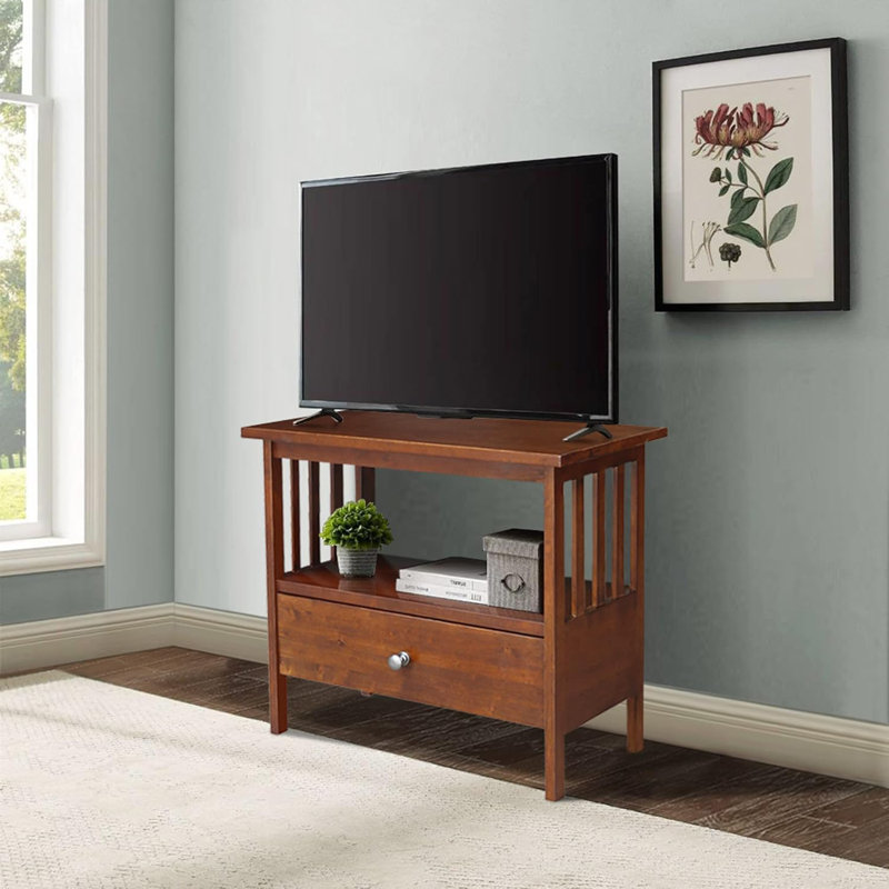 Solid Hardwood Entertainment Center With Drawer And Shelf For Stylish Home Organization
