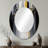 Abstract Geometric Black And Yellow I - Modern Oval Wall Mirror-229477095