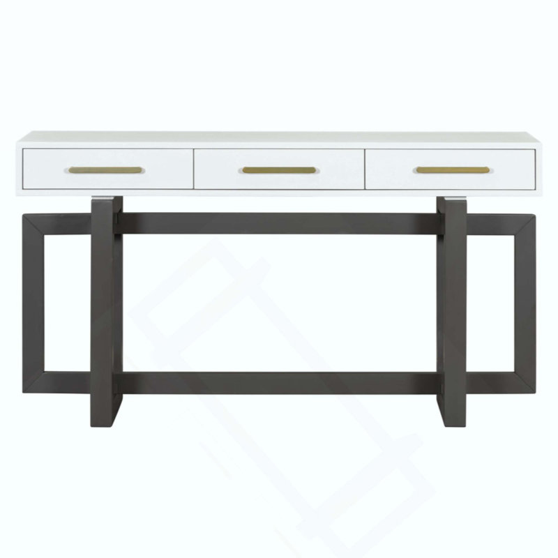 Elegant Extra Long Console Table with 3 Drawers, Modern Entryway Sofa Table for Hallway Living Room Foyer Corridor