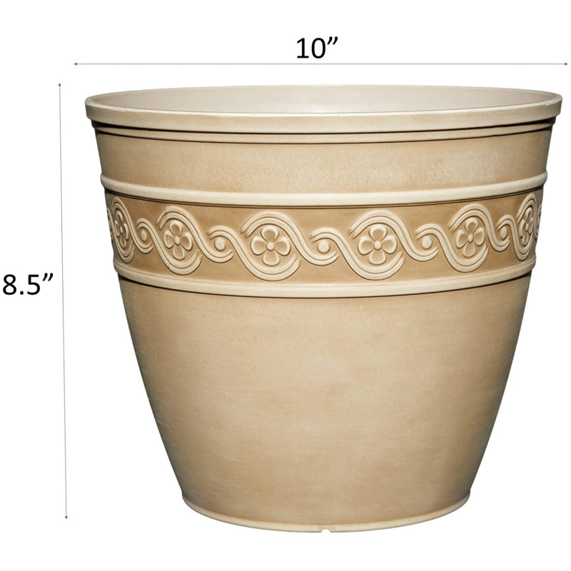 Milahn Resin Round Pot Planter, Concrete Gray, 8.5" H x 10" W x 10" D
