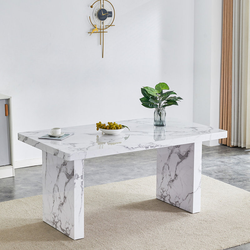 63"*35.4"*30" Inches Luxurious Marble Pattern MDF Dining Table - A Choice Of Subtle Luxury For Your Home.Create Your Exclusive Low-Key Luxury Space.