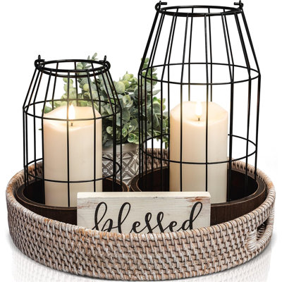 Rustic Farmhouse Lantern Decor Set of 2