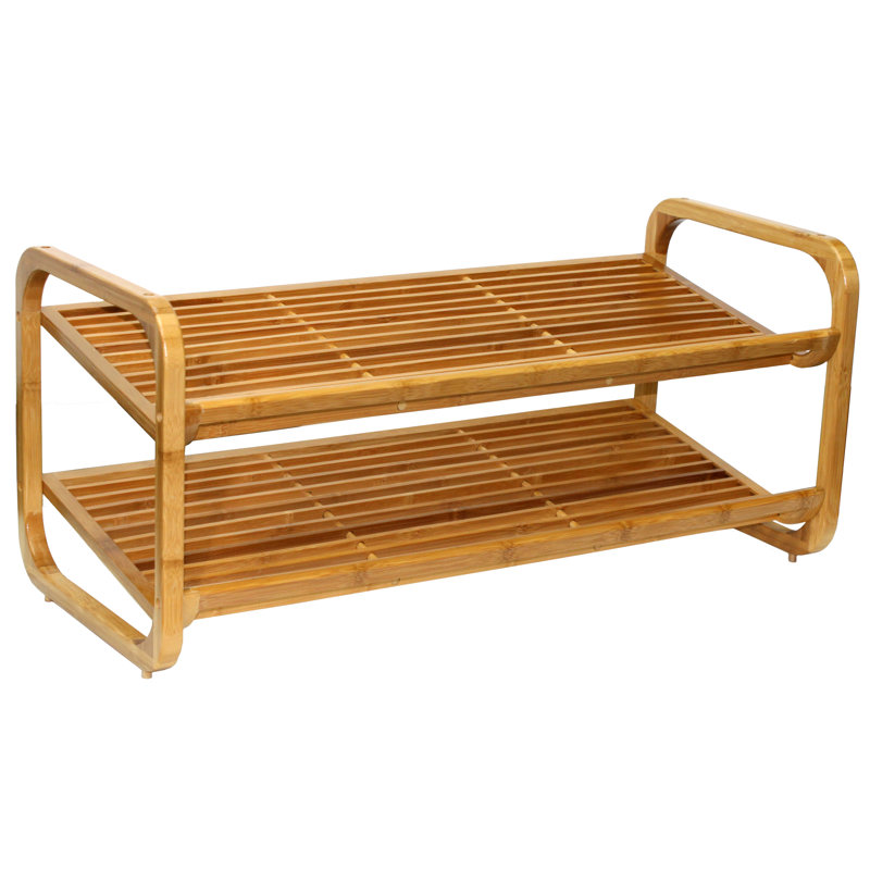 Natural Bamboo 2-Tier Stackable Shoe Rack