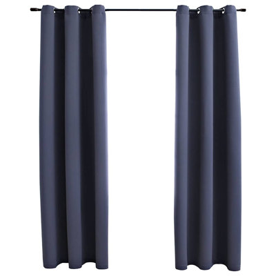 Paire de rideaux occultants avec anneaux en polyester anthracite 37 x 95