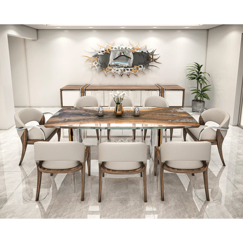 Meliades Walnut Wood Dining Table, 72" L x 42" W