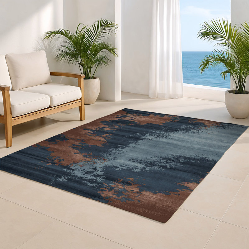 Watercolor Gray Indoor and Outdoor Area Rug, Rectangle 8' x 10'