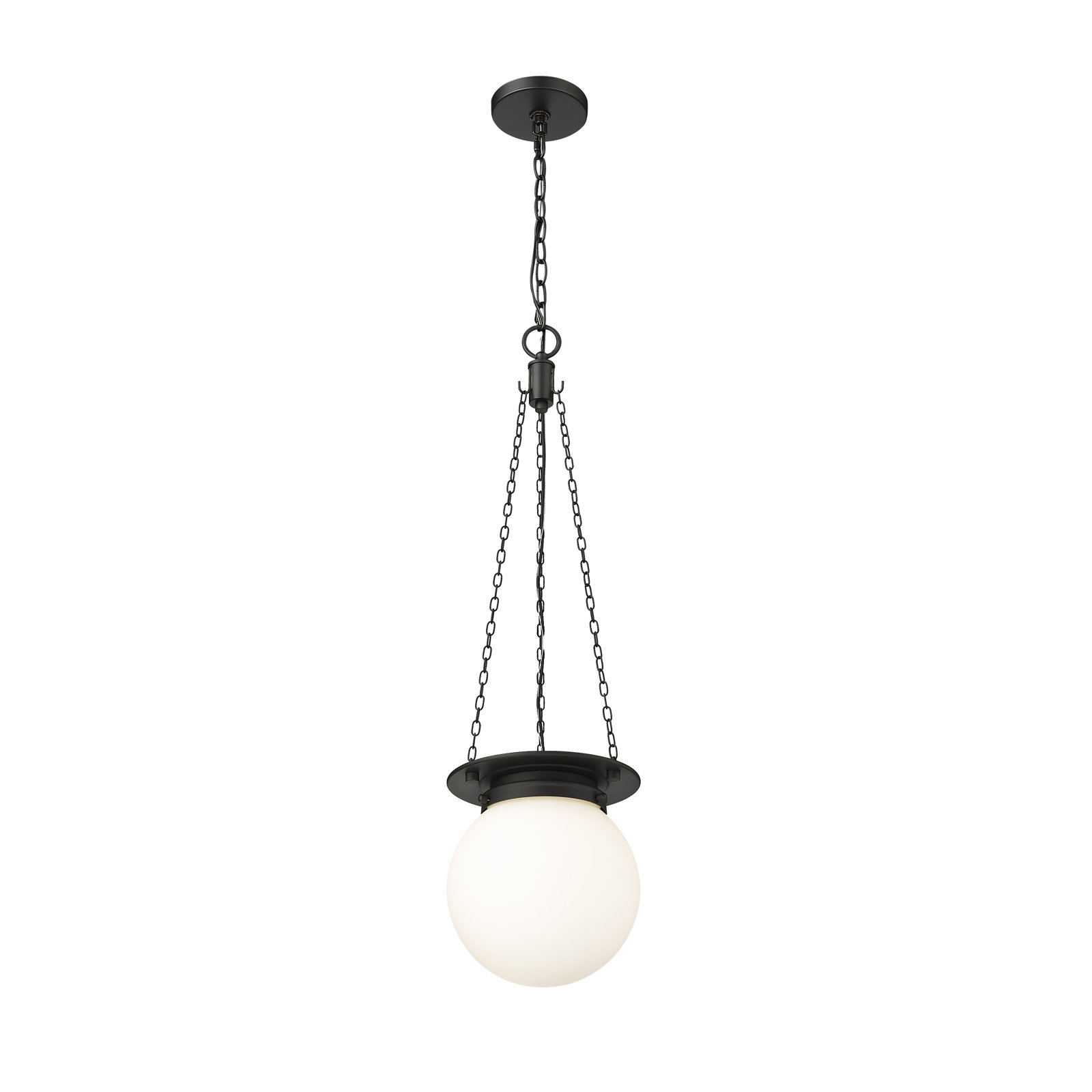 Zella Single Light Glass Dimmable Pendant, White, Matte Black, 82.75" H x 9" W x 9" D