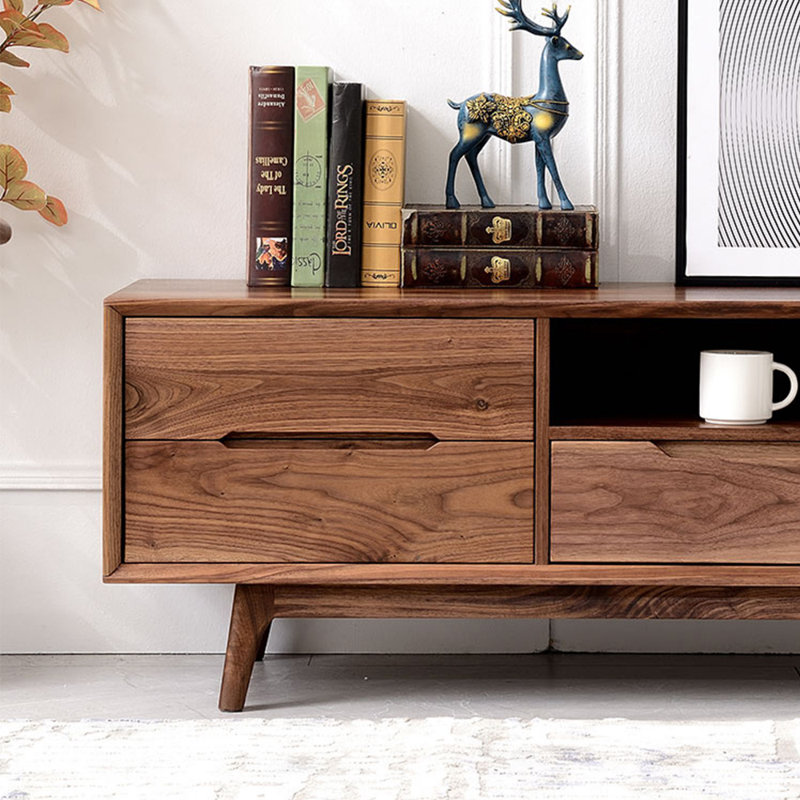 Meuble télé luxueux en bois massif de style italien, 94.49"