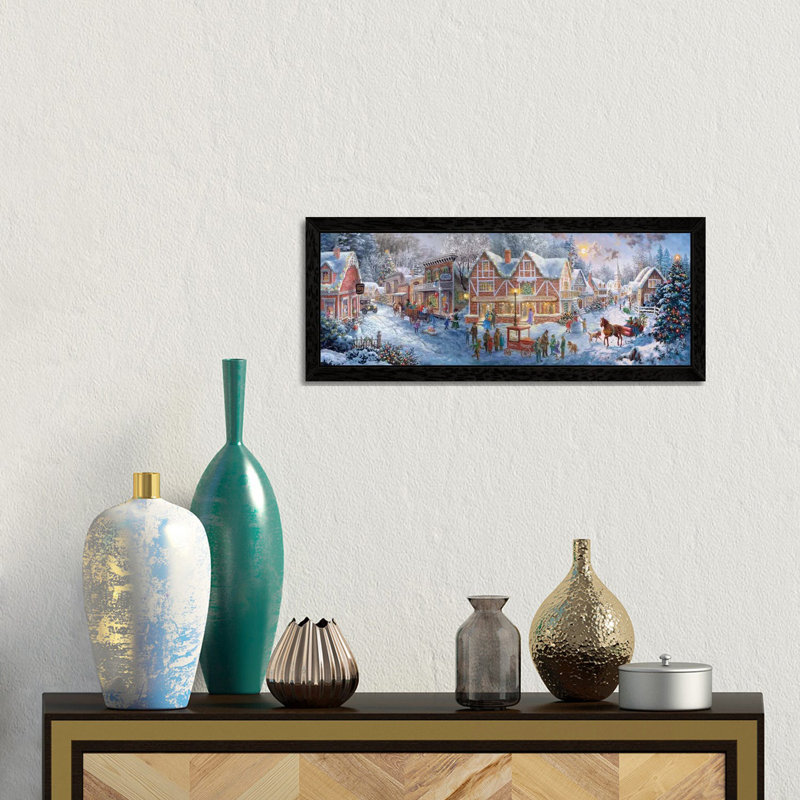 Getting Ready For Christmas by Nicky Boehme - Panoramic Painting on Canvas, 121.92 cm H x 40.64 cm W, Black Framed