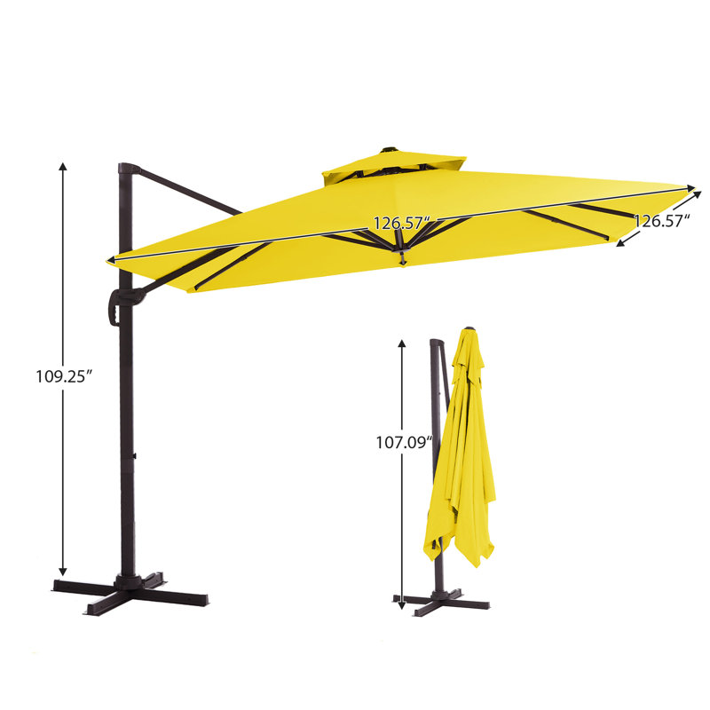 Parasol en porte-à-faux Pulk, L 132 po x P 132 po, Jaune