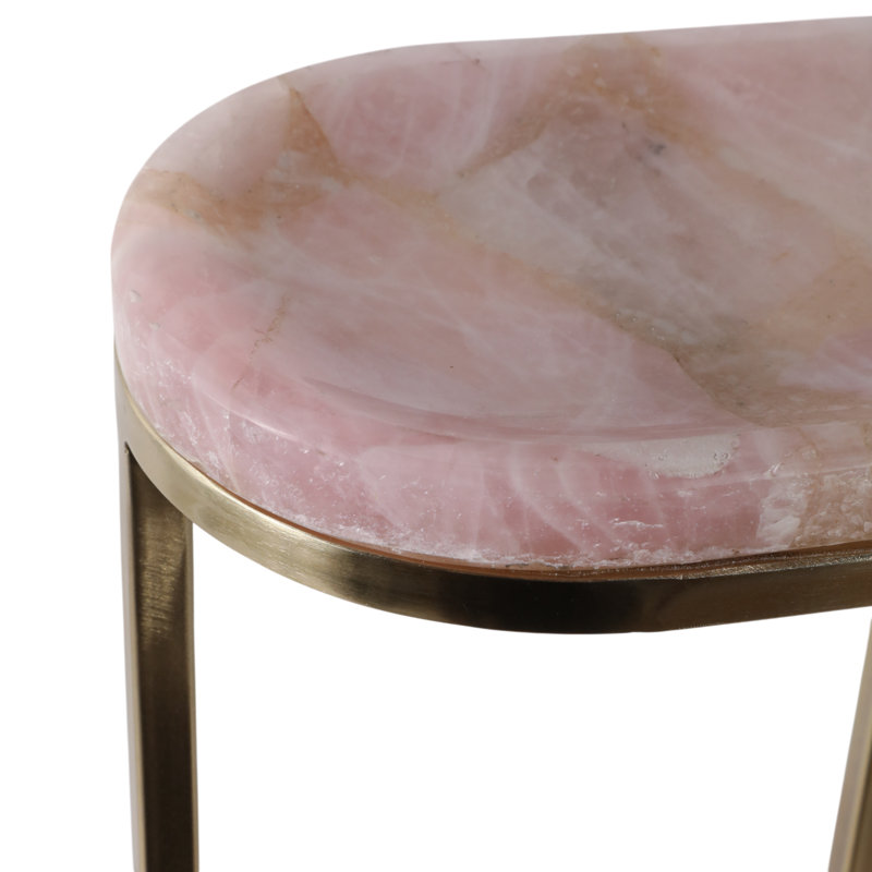 Apolaya Elegant Quartz Side Table - Narrow End Table for Living Room and Home Decor Accent - 24", Pink