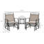 Fauteuils coulissants de jardin brun avec table pratique - 2 balançoires avec chaise berçante, sangle aérée, pour patio et café dans la cour arrière, tissu respirant, acier, finition