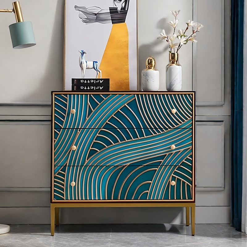 Commode d'appoint à 3 tiroirs d'inspiration méditerranéenne