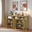 Buffet moderne à 4 portes avec prises de courant, ports USB, tablettes réglables, armoire de rangement ouverte et poignées en aluminium-948461506