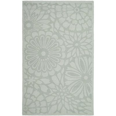 Tapis gris en laine touffeté à la main Full Bloom