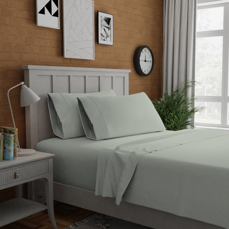 Ensemble de draps durables et légers 100% coton durable et respirant, Simple TG, Vert clair