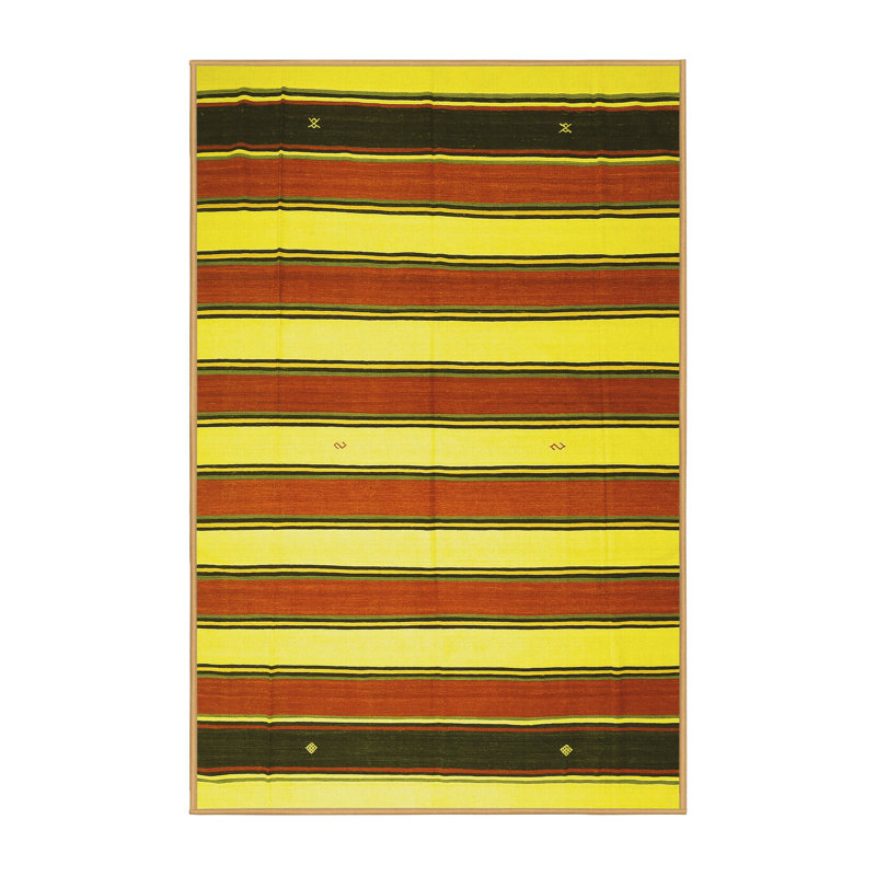 Tapis contemporains jaunes lavables à la machine 656, Rectangle 5 pi x 7 pi